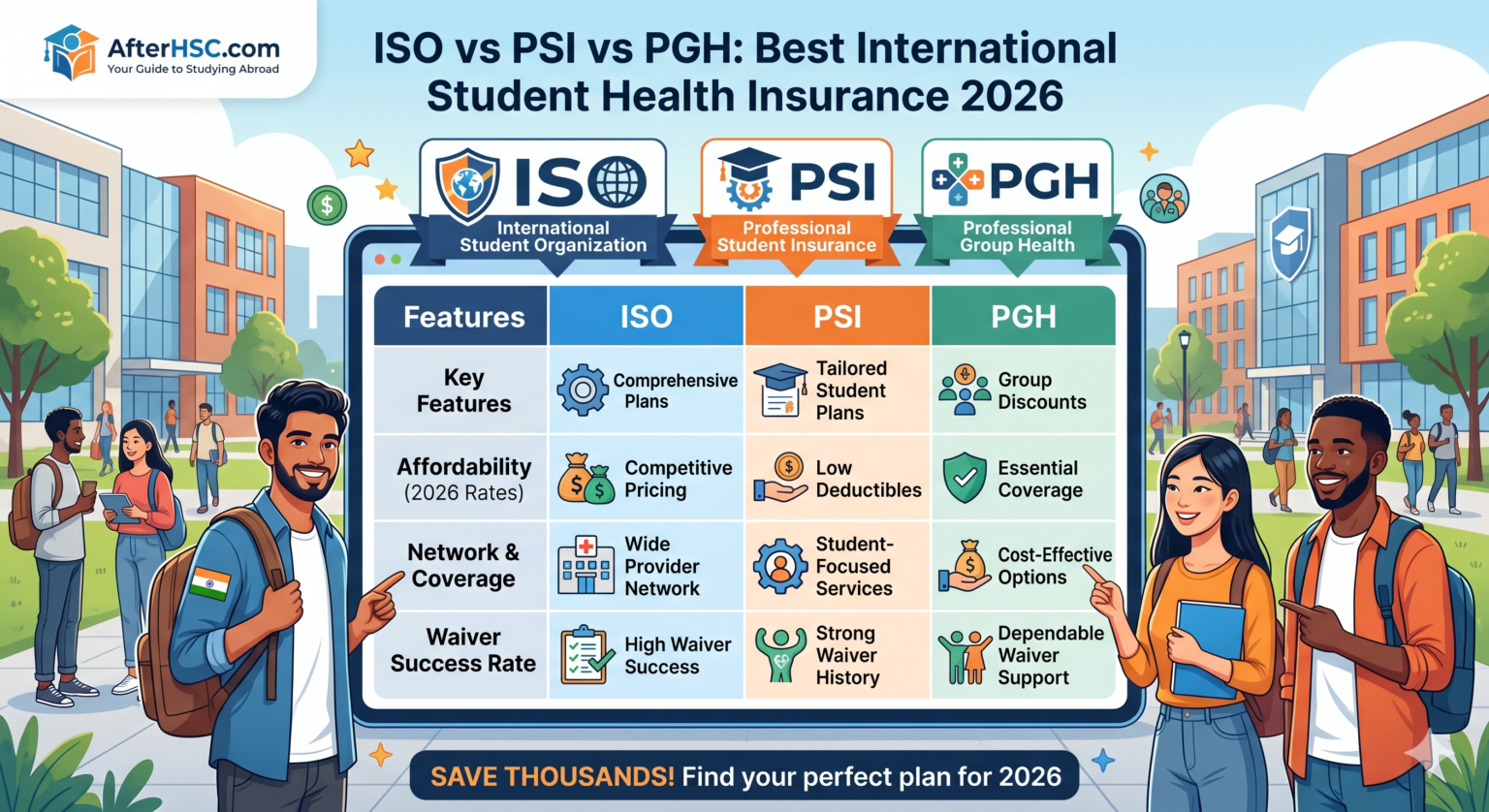 ISO vs PSI vs PGH: Best International Student Health Insurance 2026